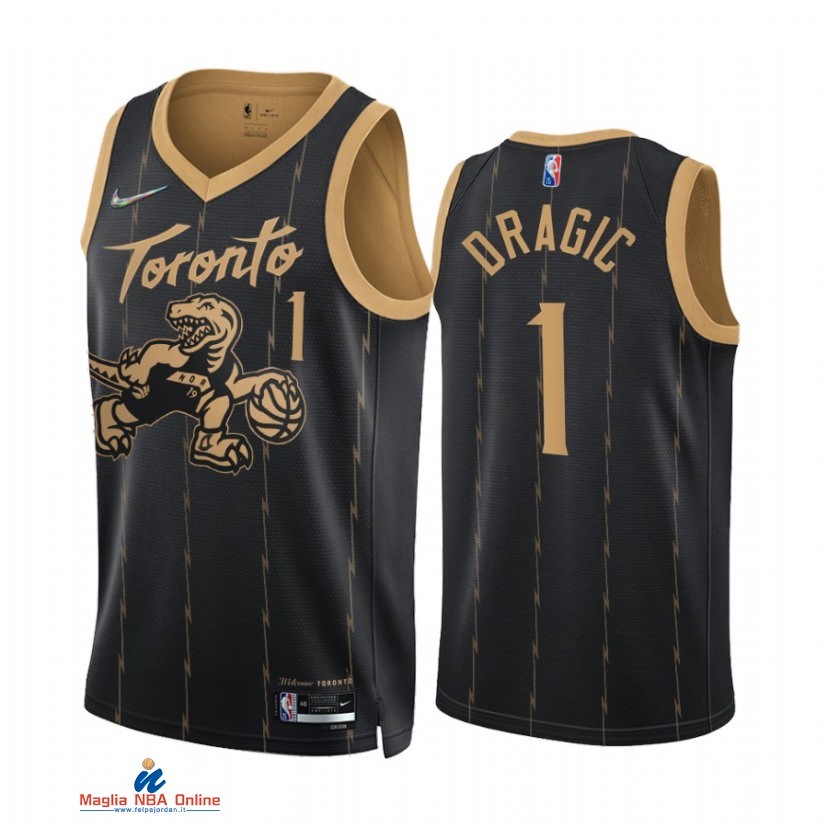 Maglia NBA Nike Toronto Raptors NO.1 Goran Dragic 75th Nero Città 2021-22
