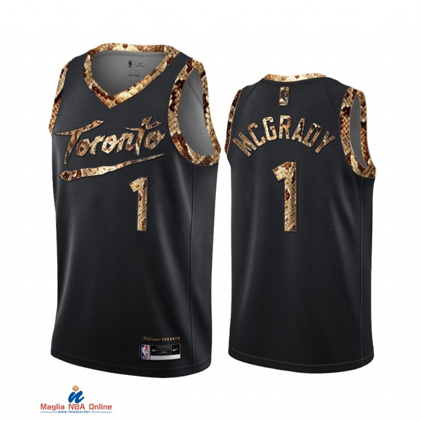 Maglia NBA Nike Toronto Raptors NO.1 Tracy McGrady Piel De Pitón Nero 2021-22