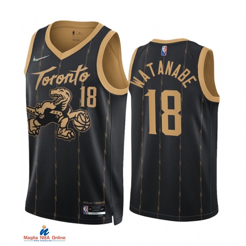 Maglia NBA Nike Toronto Raptors NO.18 Yuta Watanabe 75th Nero Città 2021-22