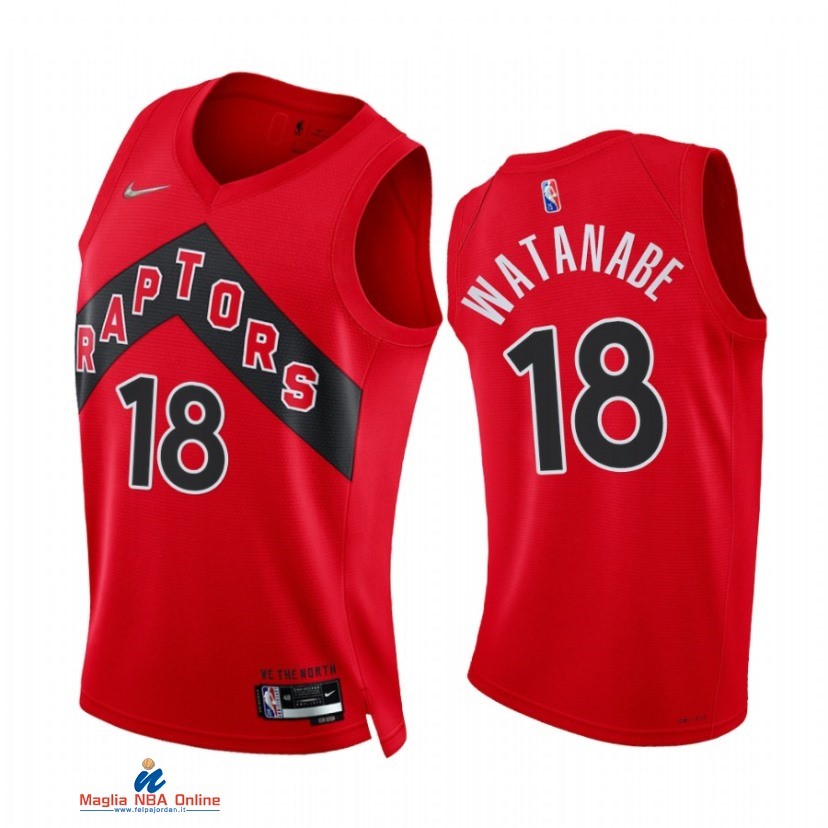 Maglia NBA Nike Toronto Raptors NO.18 Yuta Watanabe 75th Season Diamante Rosso Icon 2021-22