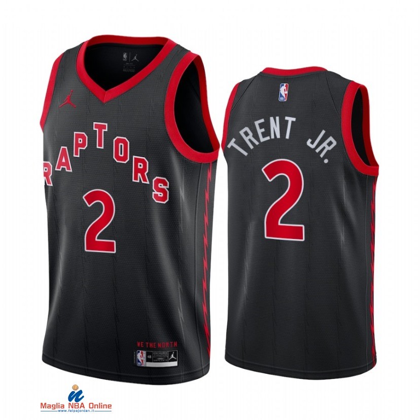 Maglia NBA Nike Toronto Raptors NO.2 Gary Trent Jr. Nike Nero Statement 2021