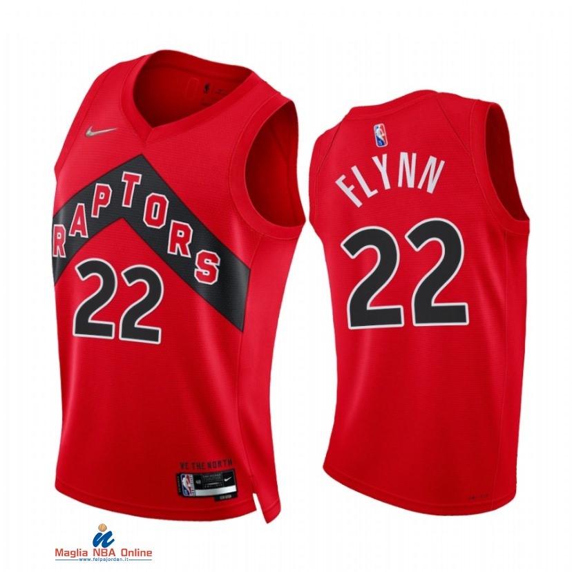 Maglia NBA Nike Toronto Raptors NO.22 Malachi Flynn 75th Season Diamante Rosso Icon 2021-22