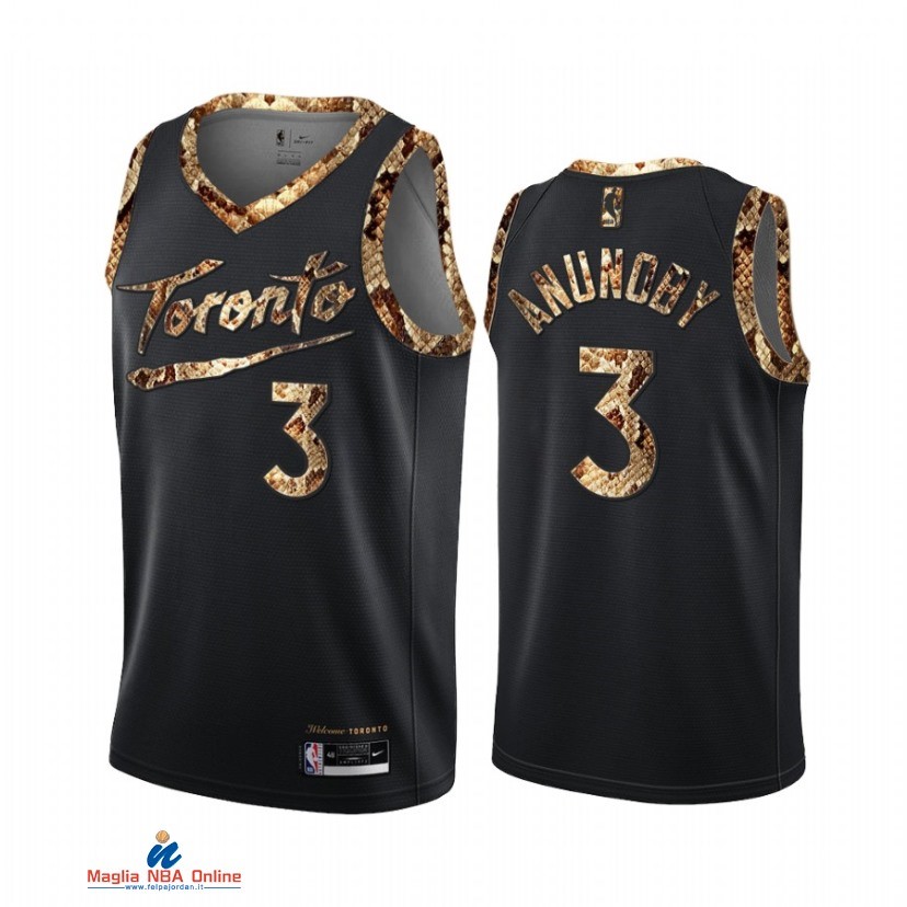 Maglia NBA Nike Toronto Raptors NO.3 OG Anunoby Piel De Pitón Nero 2021-22