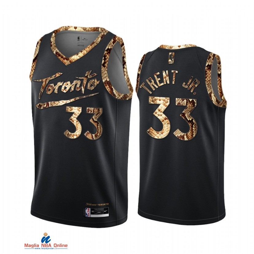 Maglia NBA Nike Toronto Raptors NO.33 Gary Trent Jr. Piel De Pitón Nero 2021-22