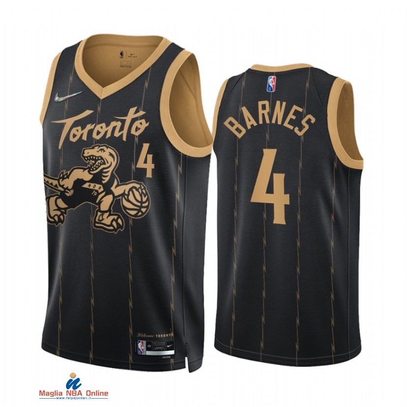 Maglia NBA Nike Toronto Raptors NO.4 Scottie Barnes 75th Nero Città 2021-22
