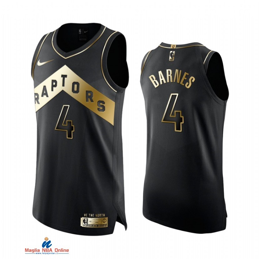 Maglia NBA Nike Toronto Raptors NO.4 Scottie Barnes Nero Oro 2021
