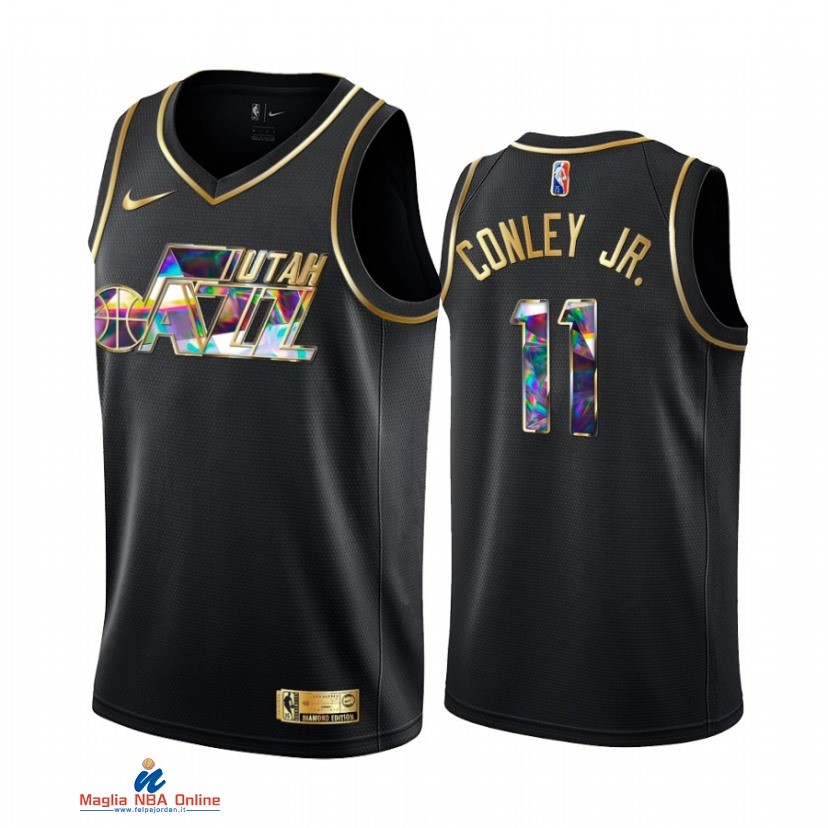 Maglia NBA Nike Utah Jazz NO.11 Mike Conley Jr. Nero Diamante 2021-22