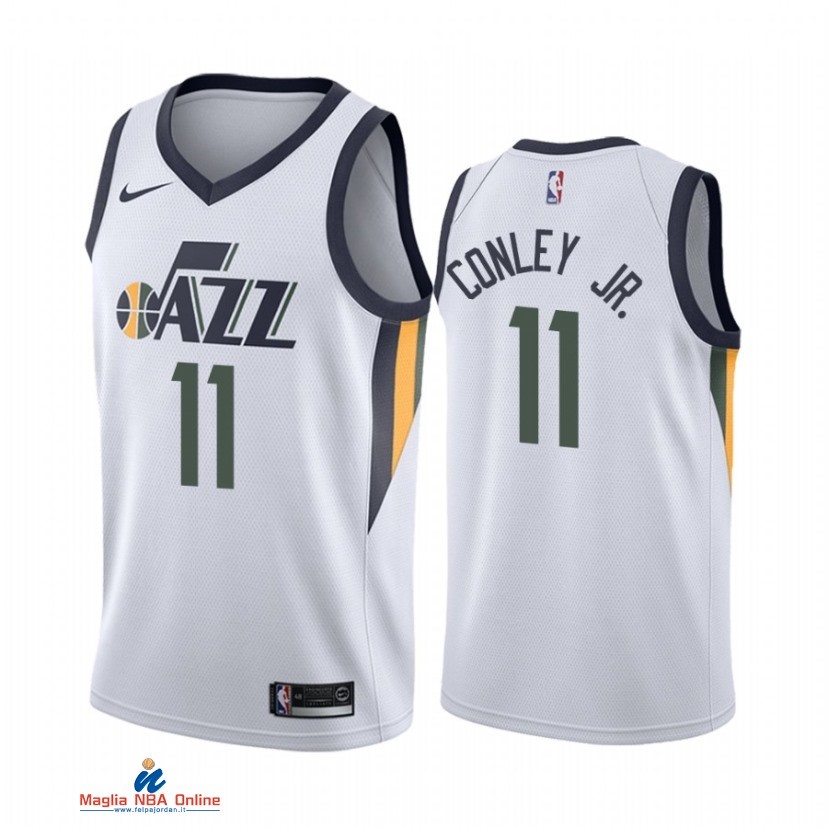 Maglia NBA Nike Utah Jazz NO.11 Mike Conley Jr. Nike Bianco Association 2021-22