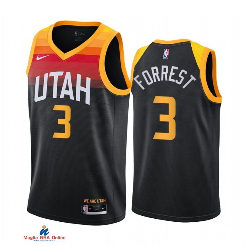 Maglia NBA Nike Utah Jazz NO.3 Trent Forrest Nike Nero Città 2021-22