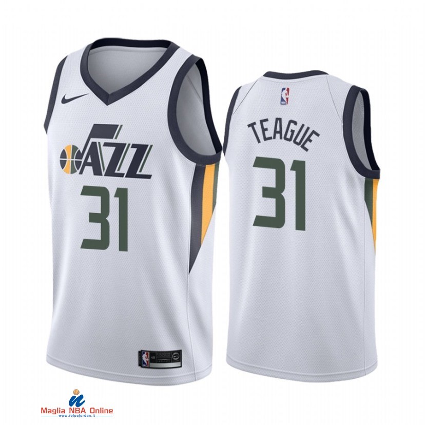 Maglia NBA Nike Utah Jazz NO.31 MaCio Teague Nike Bianco Association 2021-22