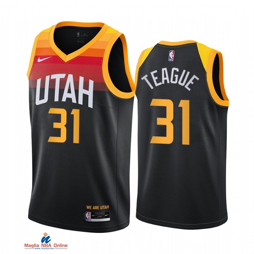 Maglia NBA Nike Utah Jazz NO.31 MaCio Teague Nike Nero Città 2021-22