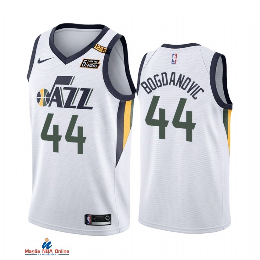 Maglia NBA Nike Utah Jazz NO.44 Bojan Bogdanovic 1223 Wins Bianco Association 2021-22