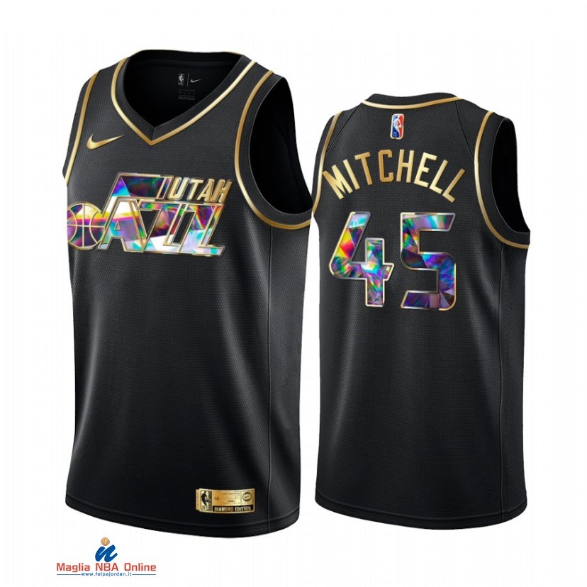 Maglia NBA Nike Utah Jazz NO.45 Donovan Mitchell Nero Diamante 2021-22