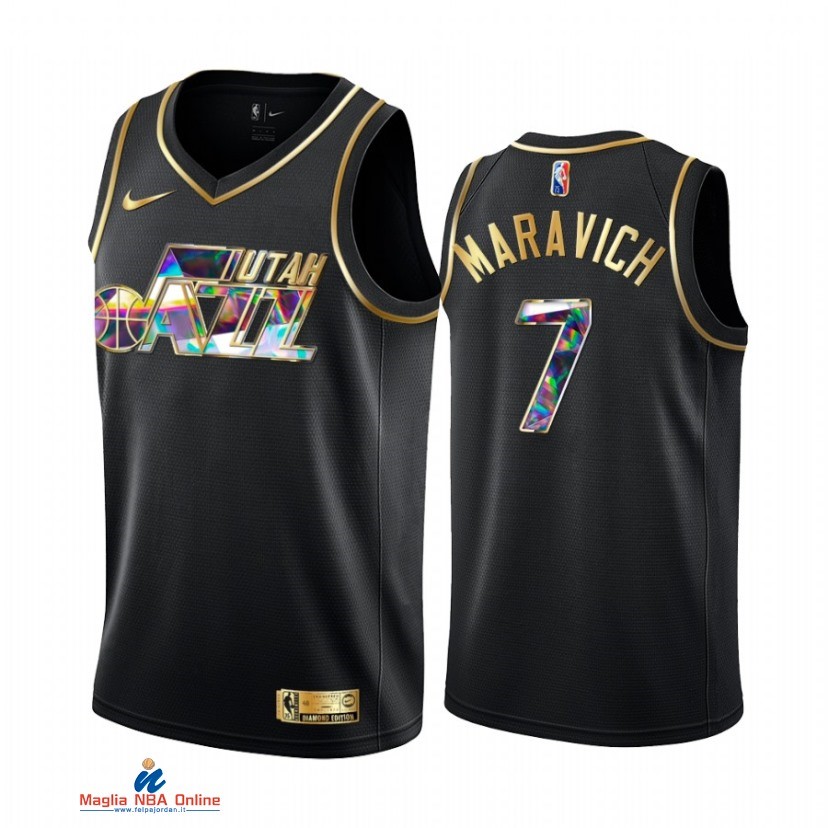 Maglia NBA Nike Utah Jazz NO.7 Pete Maravich Nero Diamante 2021-22