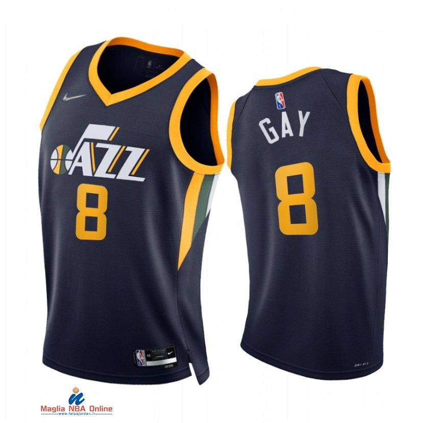 Maglia NBA Nike Utah Jazz NO.8 Rudy Gay 75th Season Diamante Marino Icon 2021-22