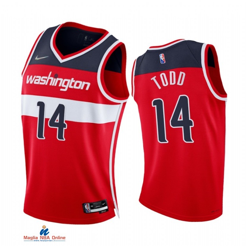 Maglia NBA Nike Washington Wizards NO.14 Isaiah Todd 75th Season Diamante Rosso Icon 2021-22