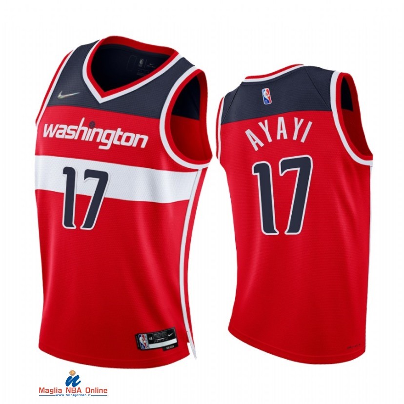 Maglia NBA Nike Washington Wizards NO.17 Joel Ayayi 75th Season Diamante Rosso Icon 2021-22