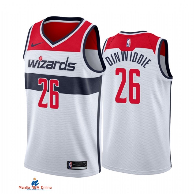 Maglia NBA Nike Washington Wizards NO.26 Spencer Dinwiddie Nike Bianco Association 2021-22