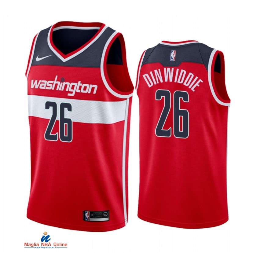 Maglia NBA Nike Washington Wizards NO.26 Spencer Dinwiddie Nike Rosso Icon 2021