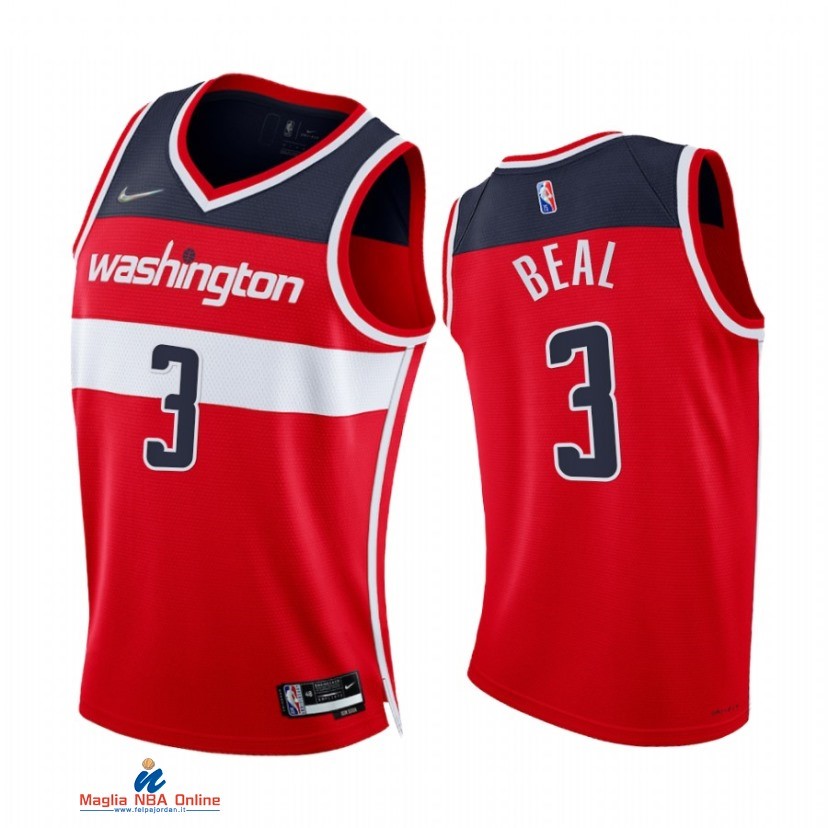 Maglia NBA Nike Washington Wizards NO.3 Bradley Beal 75th Season Diamante Rosso Icon 2021-22