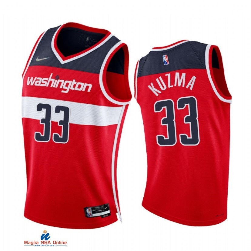 Maglia NBA Nike Washington Wizards NO.33 Kyle Kuzma 75th Season Diamante Rosso Icon 2021-22