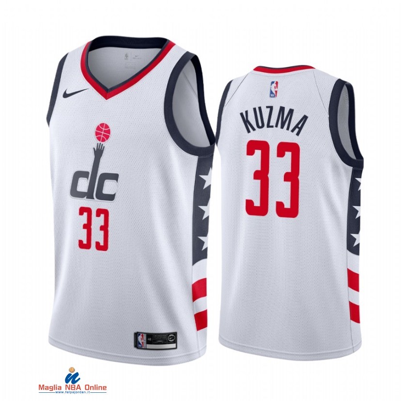 Maglia NBA Nike Washington Wizards NO.33 Kyle Kuzma Nike Bianco Città 2021-22