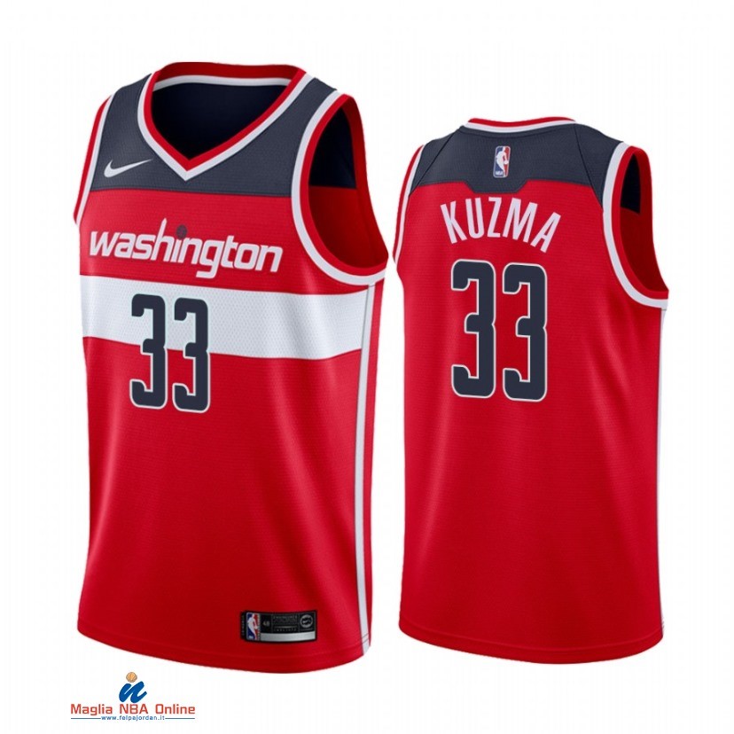 Maglia NBA Nike Washington Wizards NO.33 Kyle Kuzma Nike Rosso Icon 2021