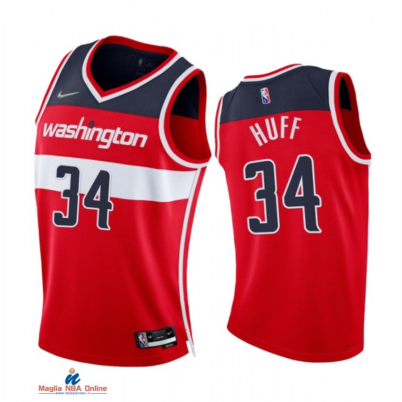 Maglia NBA Nike Washington Wizards NO.34 Jay Huff 75th Season Diamante Rosso Icon 2021-22
