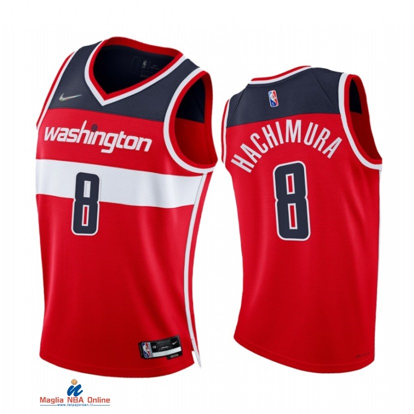 Maglia NBA Nike Washington Wizards NO.8 Rui Hachimura 75th Season Diamante Rosso Icon 2021-22