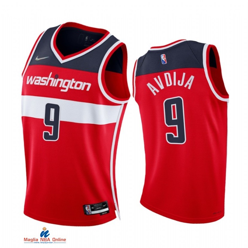 Maglia NBA Nike Washington Wizards NO.9 Deni Avdija 75th Season Diamante Rosso Icon 2021-22