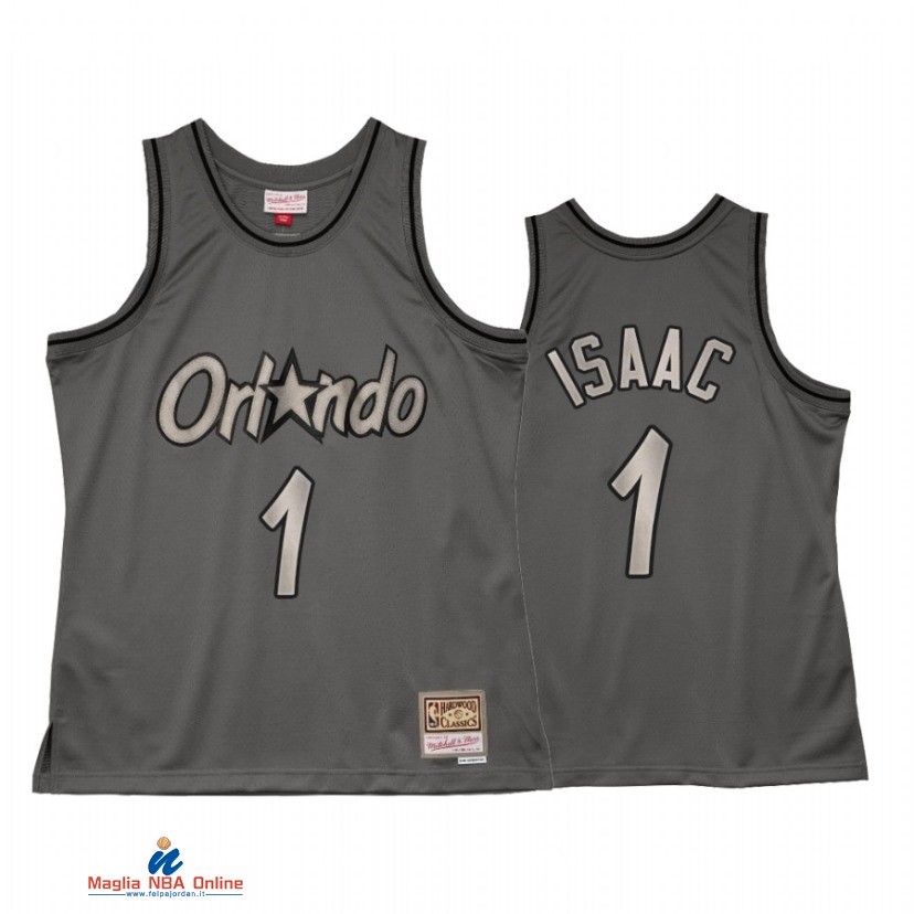 Maglia NBA Orlando Magic NO.1 Jonathan Isaac Grigio Hardwood Classics 2021