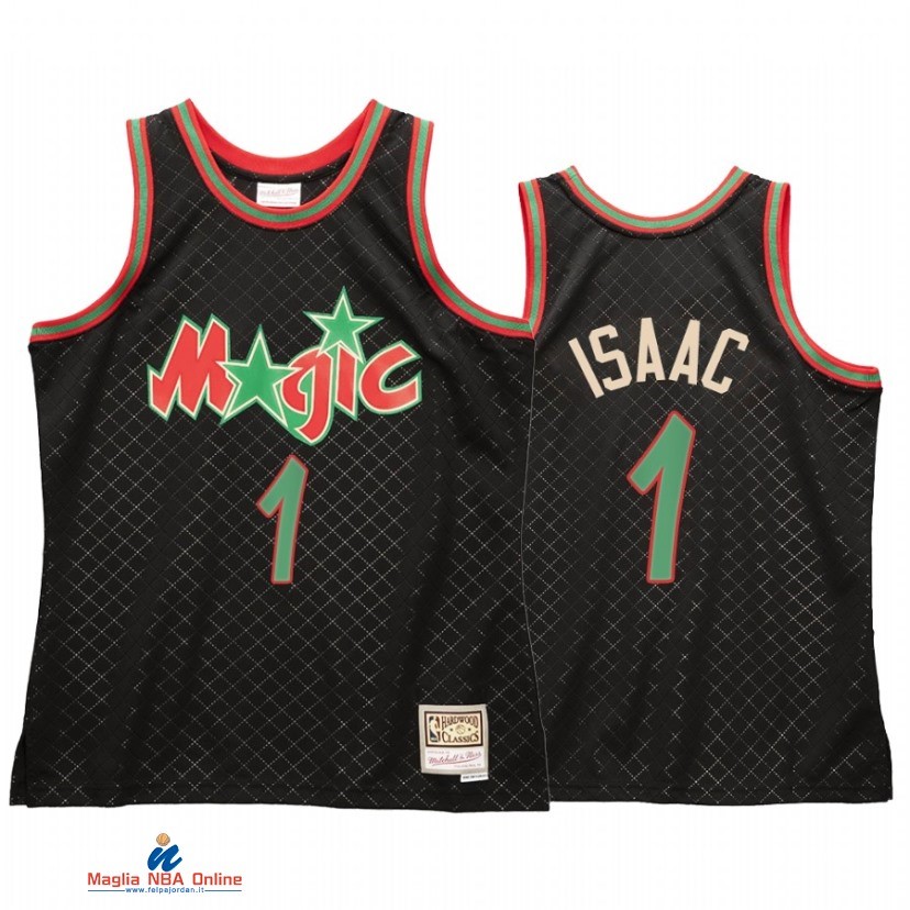 Maglia NBA Orlando Magic NO.1 Jonathan Isaac Nero Hardwood Classics 2021