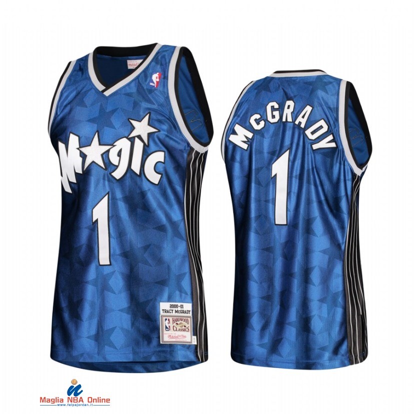 Maglia NBA Orlando Magic NO.1 Tracy McGrady Blu Hardwood Classics