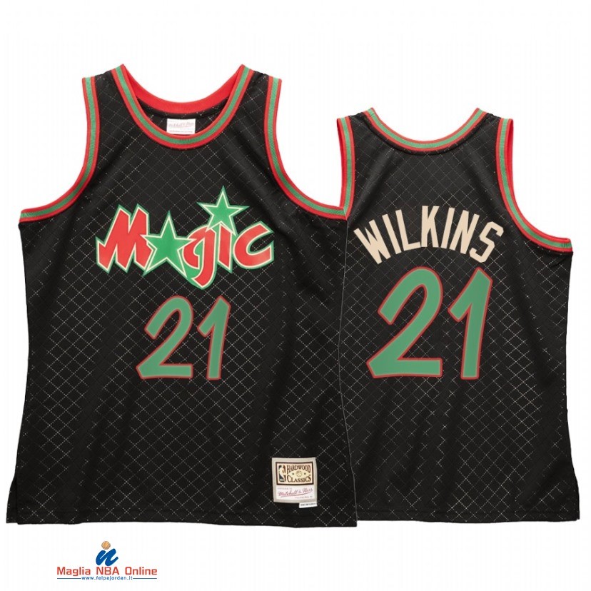 Maglia NBA Orlando Magic NO.21 Dominique Wilkins Nero Hardwood Classics 2021