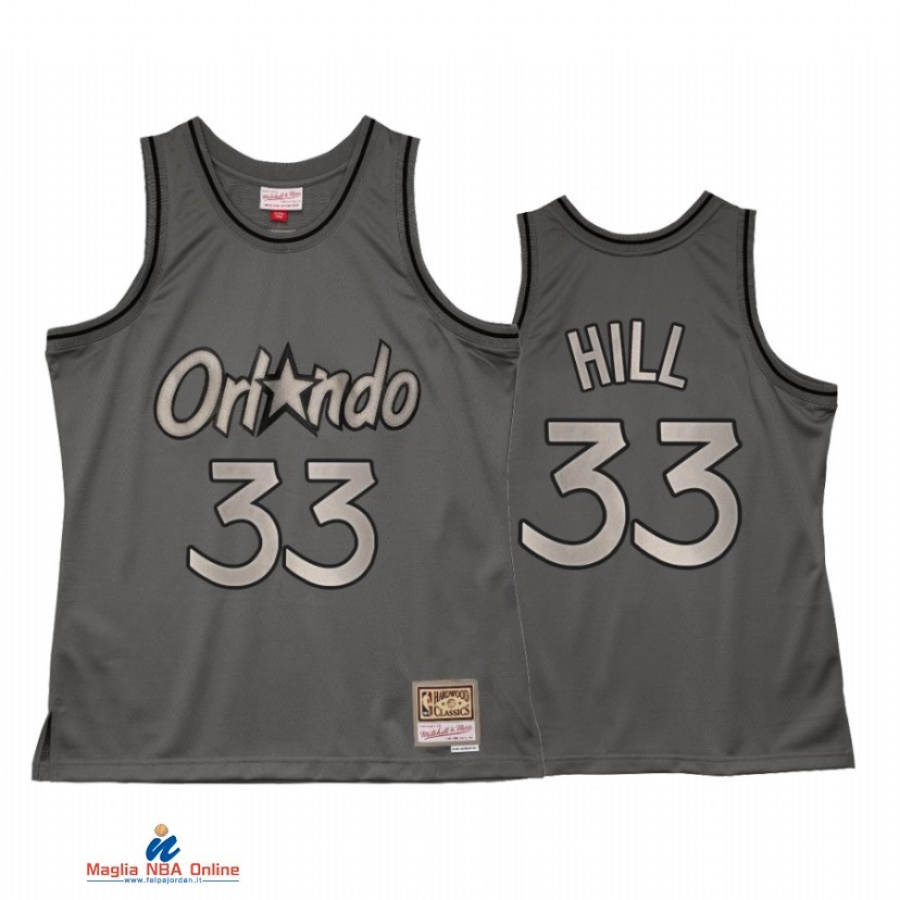 Maglia NBA Orlando Magic NO.33 Grant Hill Grigio Hardwood Classics 2021