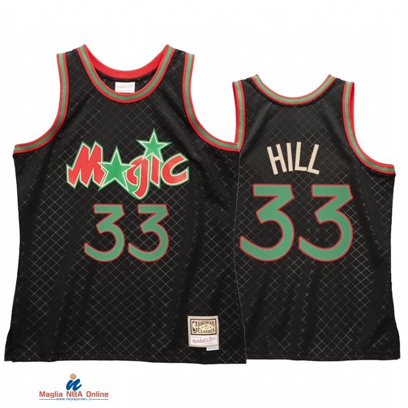 Maglia NBA Orlando Magic NO.33 Grant Hill Nero Hardwood Classics 2021