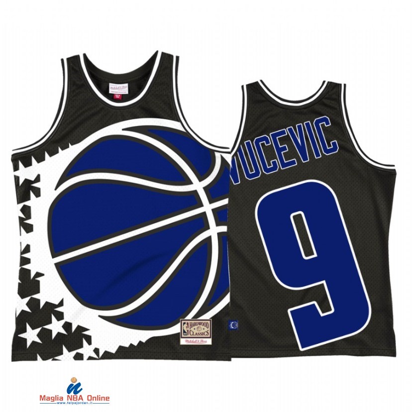 Maglia NBA Orlando Magic NO.9 Nikola Vucevic Big Face 2.0 Nero Hardwood Classics 2021