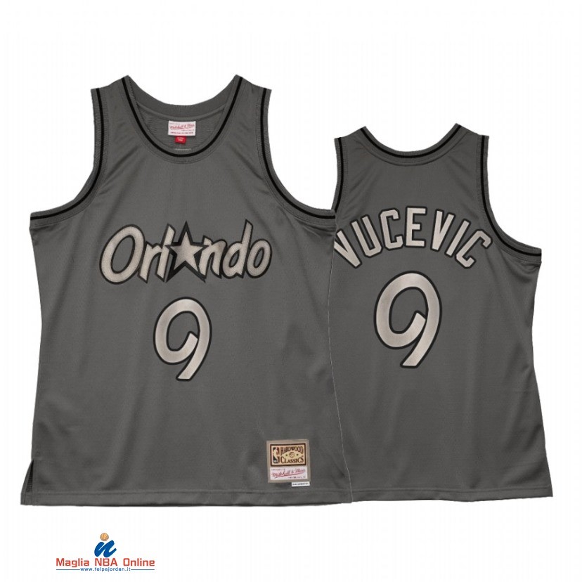 Maglia NBA Orlando Magic NO.9 Nikola Vucevic Grigio Hardwood Classics 2021