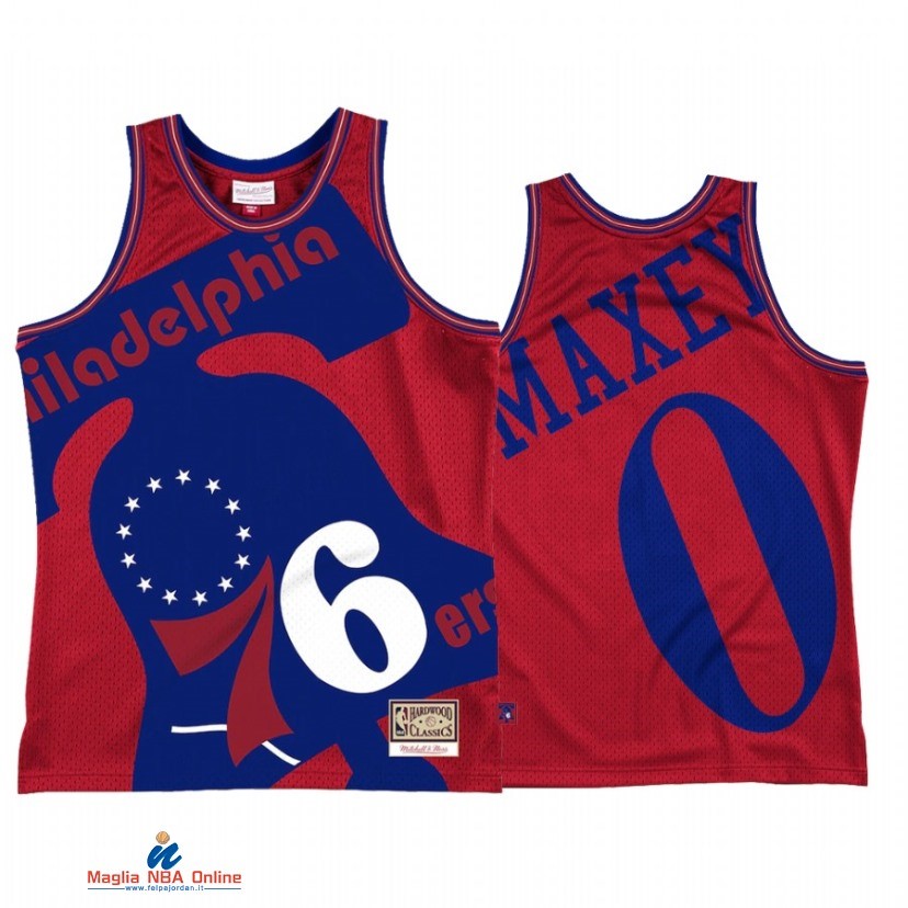 Maglia NBA Philadelphia 76ers NO.0 Tyrese Maxey Rosso Throwback 2021-22