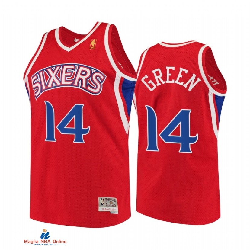 Maglia NBA Philadelphia 76ers NO.14 Danny Green Rosso Throwback 2021