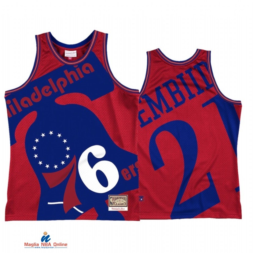 Maglia NBA Philadelphia 76ers NO.21 Joel Embiid Rosso Throwback 2021-22