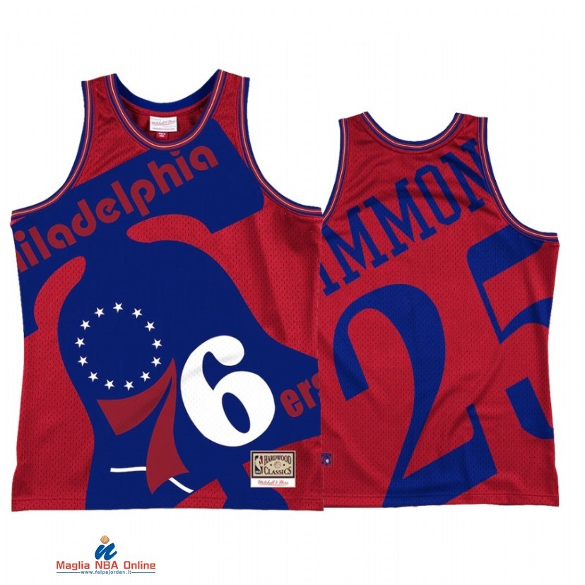 Maglia NBA Philadelphia 76ers NO.25 Ben Simmons Rosso Throwback 2021-22