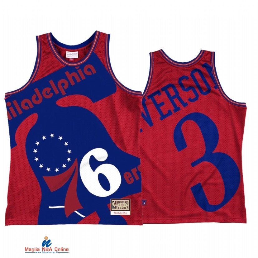 Maglia NBA Philadelphia 76ers NO.3 Allen Iverson Rosso Throwback 2021-22