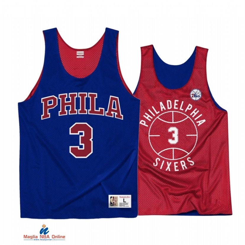 Maglia NBA Philadelphia 76ers NO.3 Allen Iverson Rosso Throwback 2021