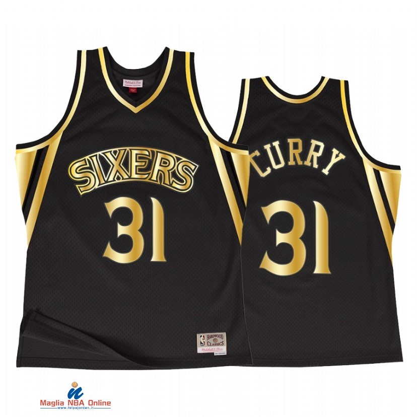 Maglia NBA Philadelphia 76ers NO.31 Seth Curry Nero Throwback 2021