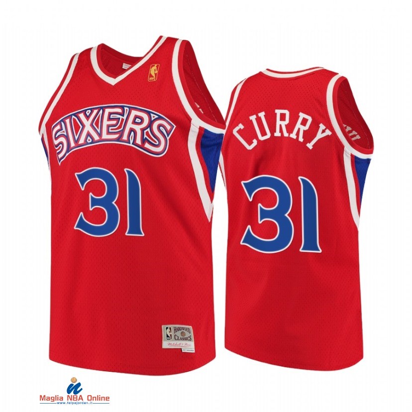 Maglia NBA Philadelphia 76ers NO.31 Seth Curry Rosso Throwback 2021