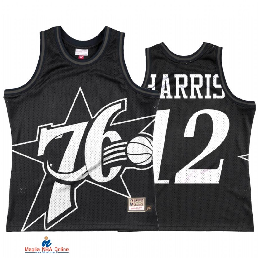 Maglia NBA Philadelphia Sixers NO.12 Tobias Harris Big Face 3.0 Nero Hardwood Classics