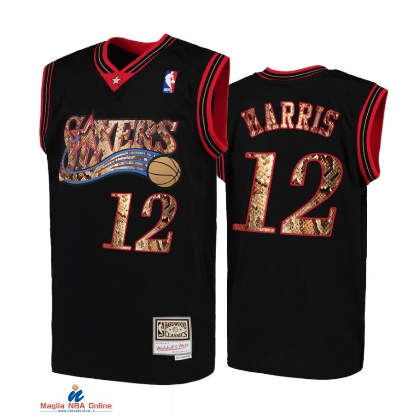 Maglia NBA Philadelphia Sixers NO.12 Tobias Harris Nero Hardwood Classics 2021