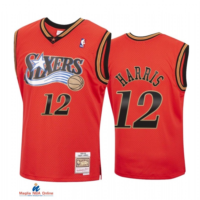 Maglia NBA Philadelphia Sixers NO.12 Tobias Harris Rosso Hardwood Classics