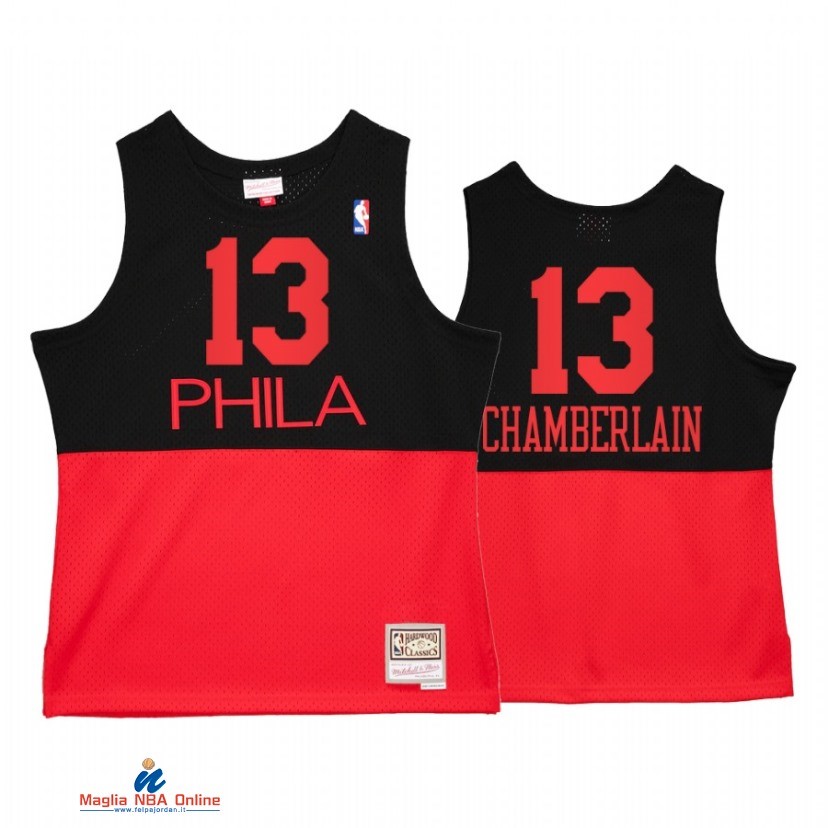 Maglia NBA Philadelphia Sixers NO.13 Wilt Chamberlain Reload 2.0 Nero Hardwood Classics